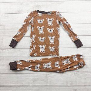Kiki + Lulu Kids Pajamas Brown Bear Print Bamboo Viscose 2pc Snug Fit Set 5-6